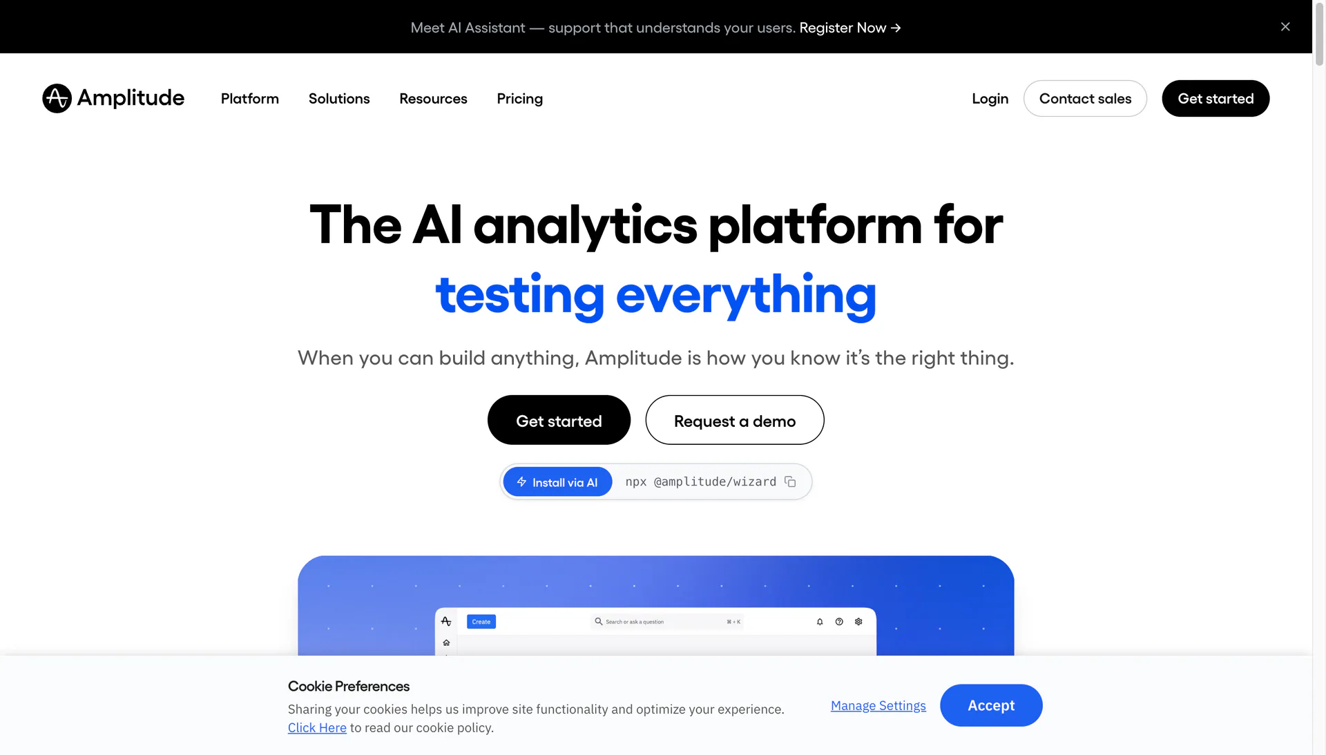 Amplitude product analytics dashboard