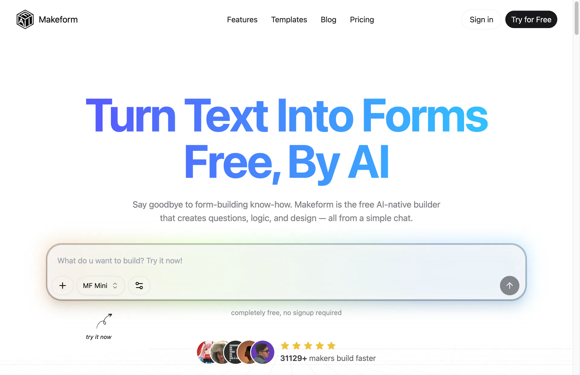 Makeform AI form builder