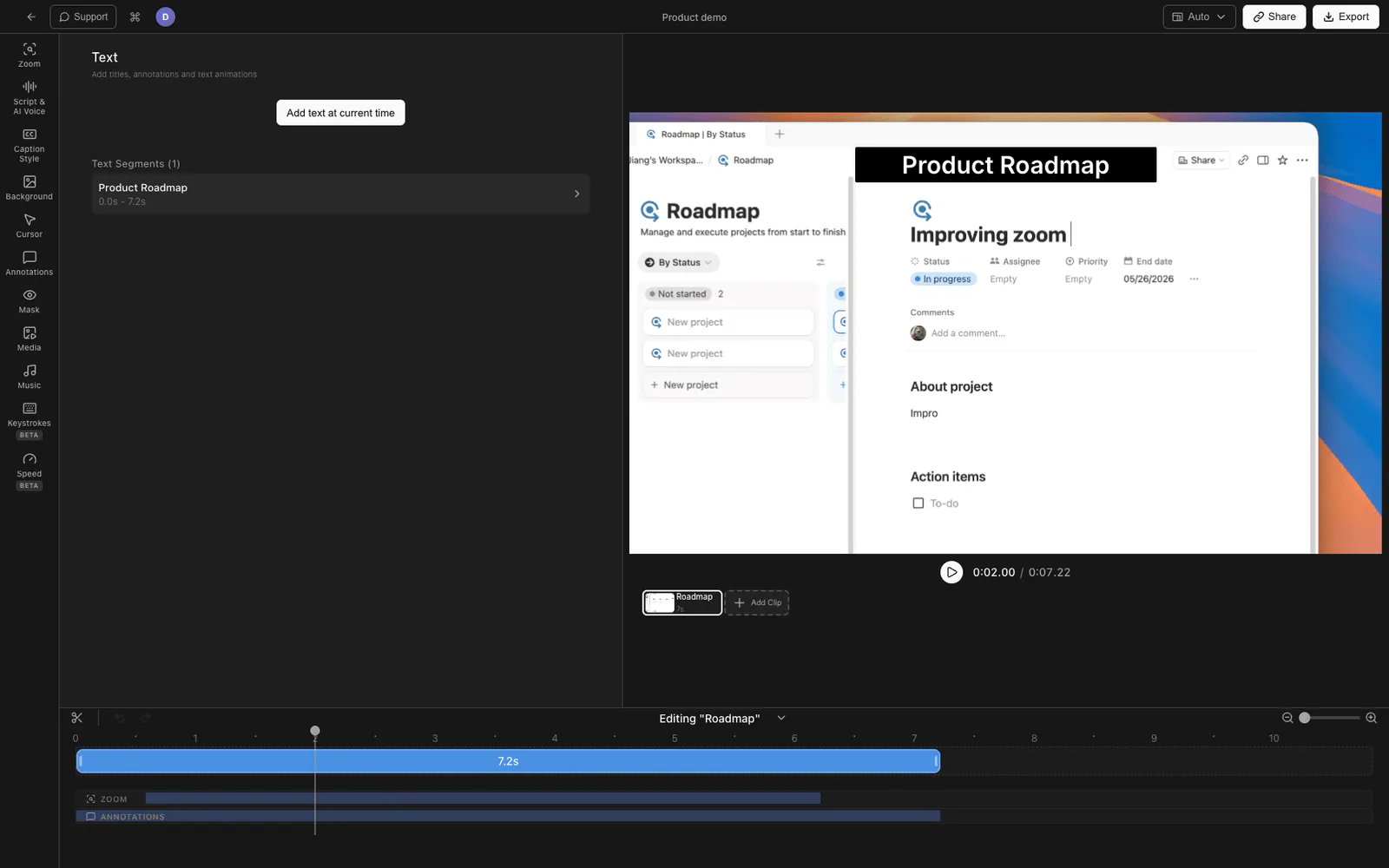 Tight Studio adding enter and exit animations to a text overlay