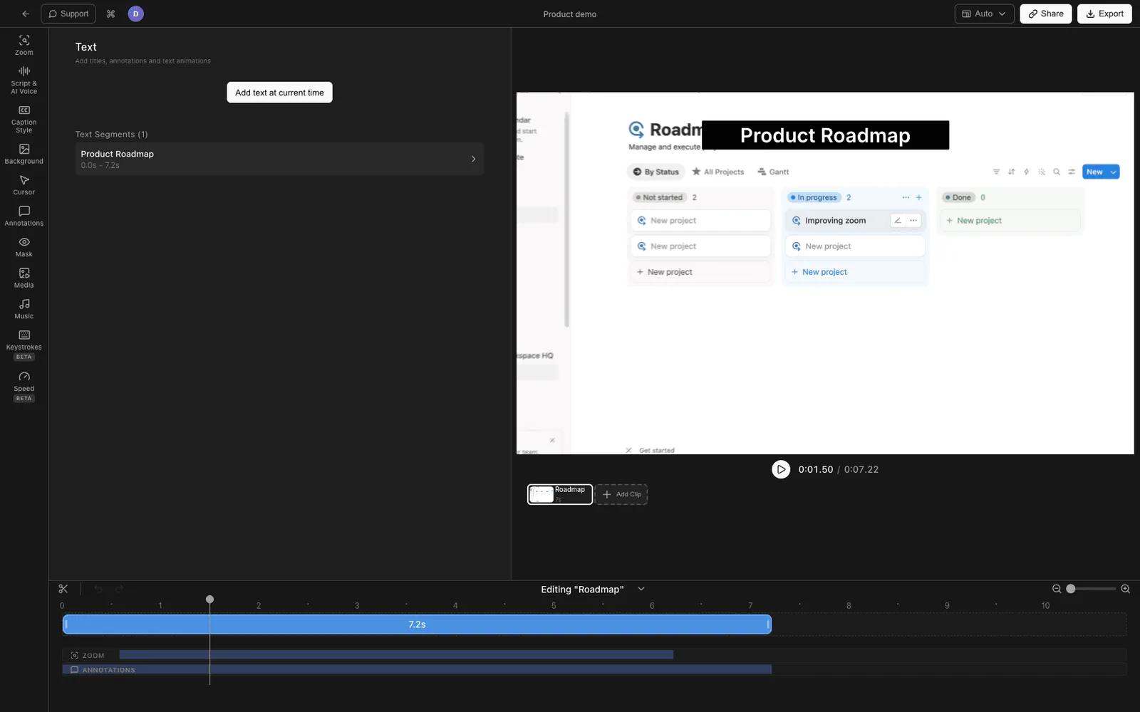 Tight Studio making an AI explainer video with text overlays