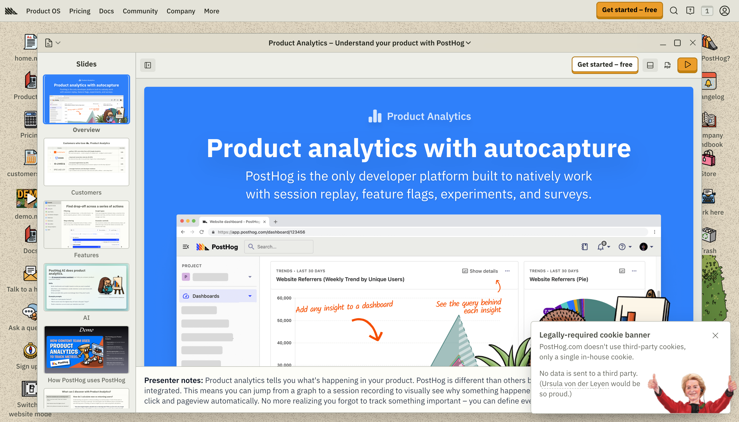 PostHog product analytics dashboard