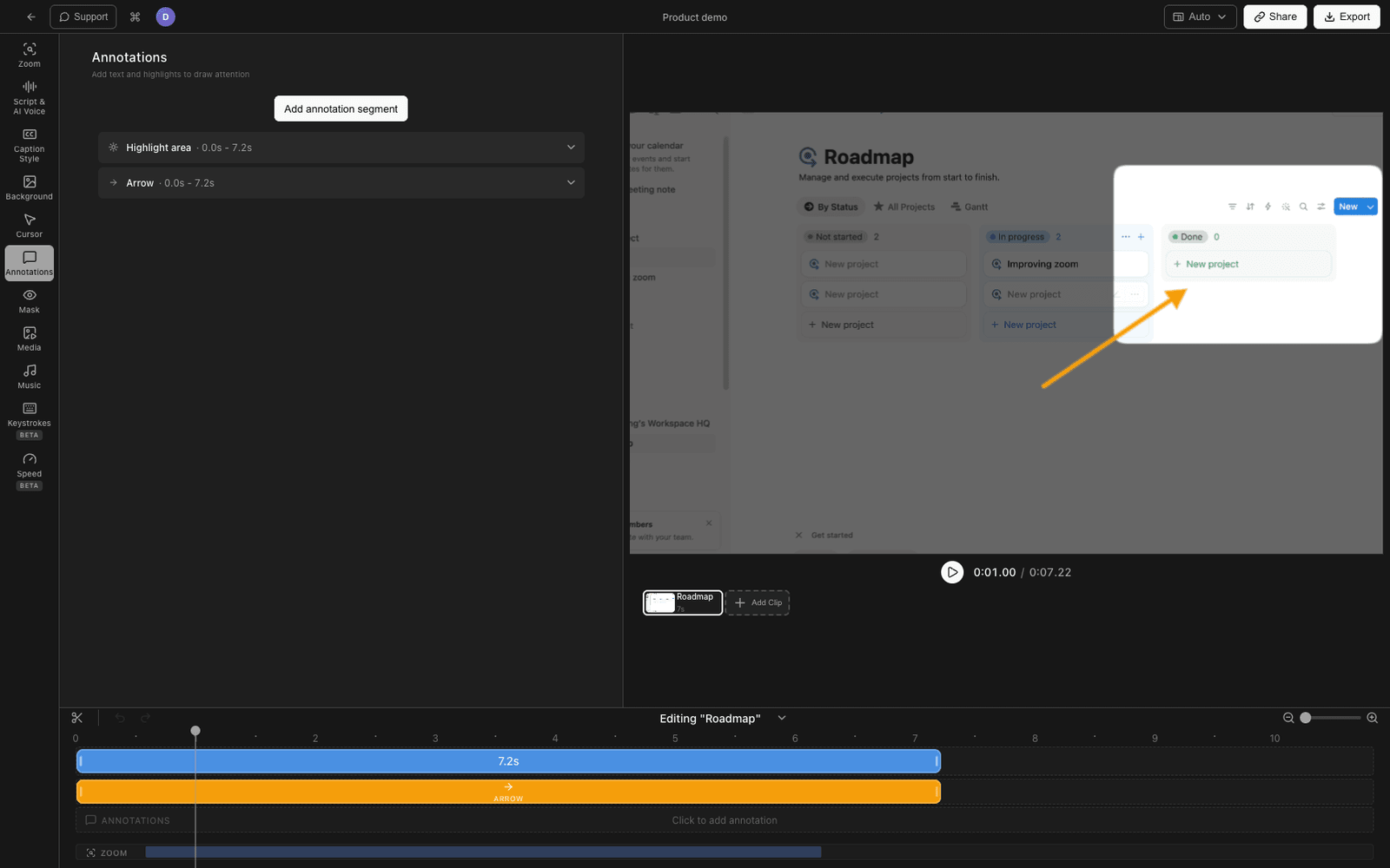 Tight Studio, a Kap alternative, annotating a screen recording on Mac